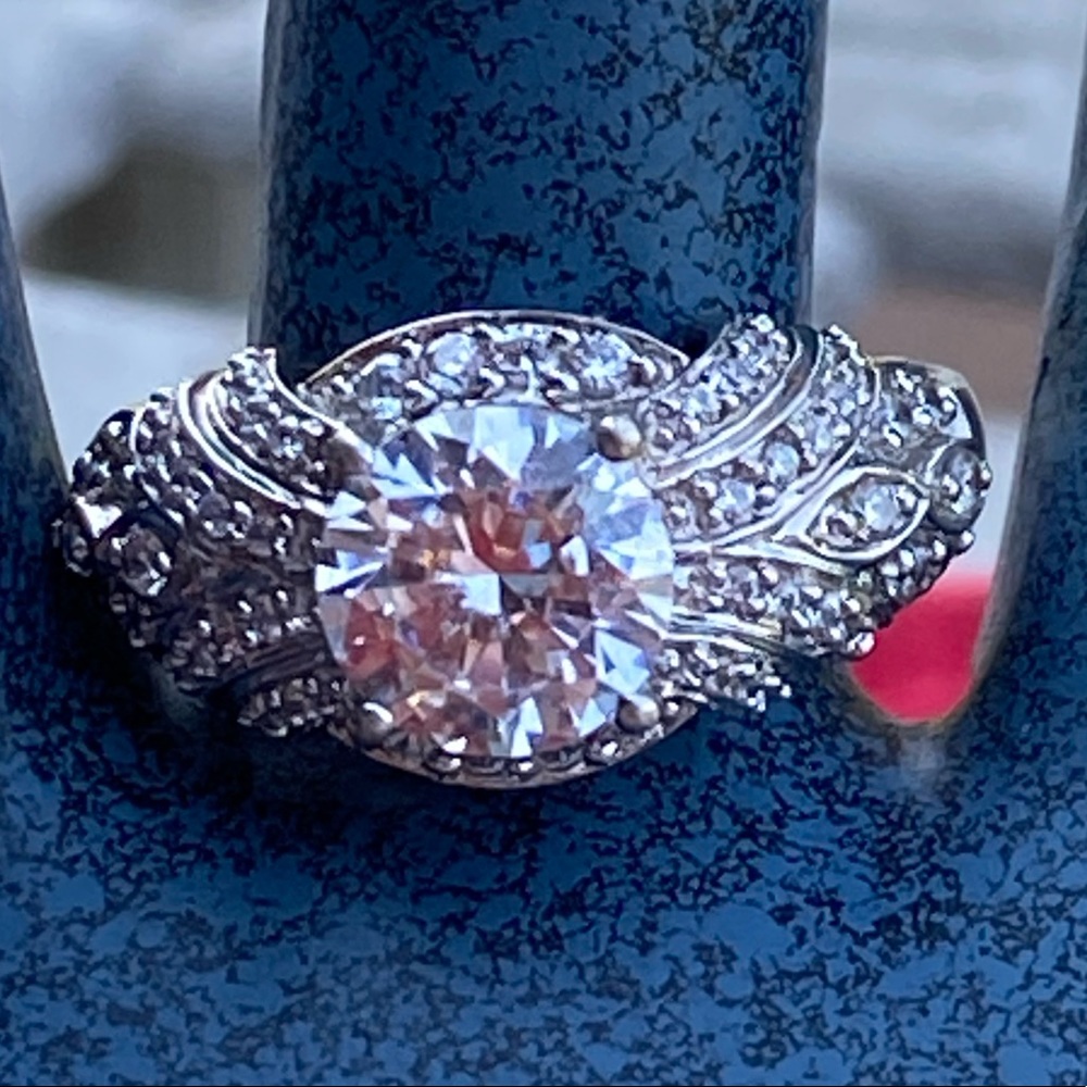 AAA CZ Engagement ring in .925 sterling silver, 8